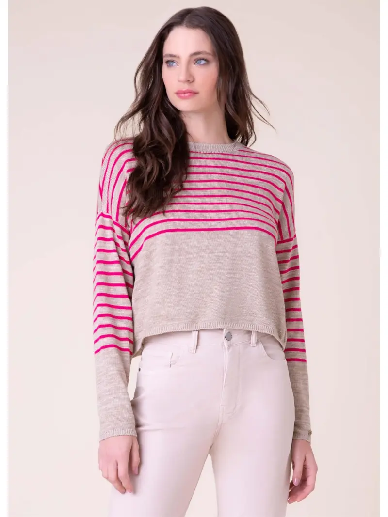 Tricot Bicolor Listrado Natural