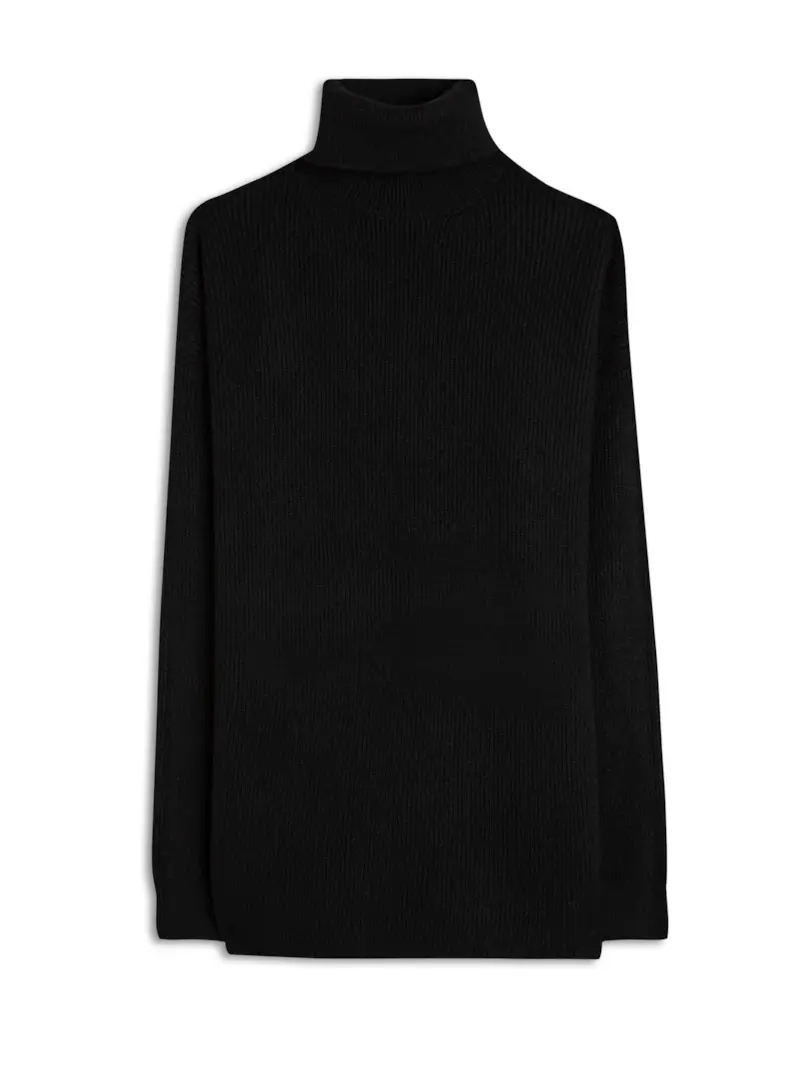 Tricot Gola Alta Canelado Preto