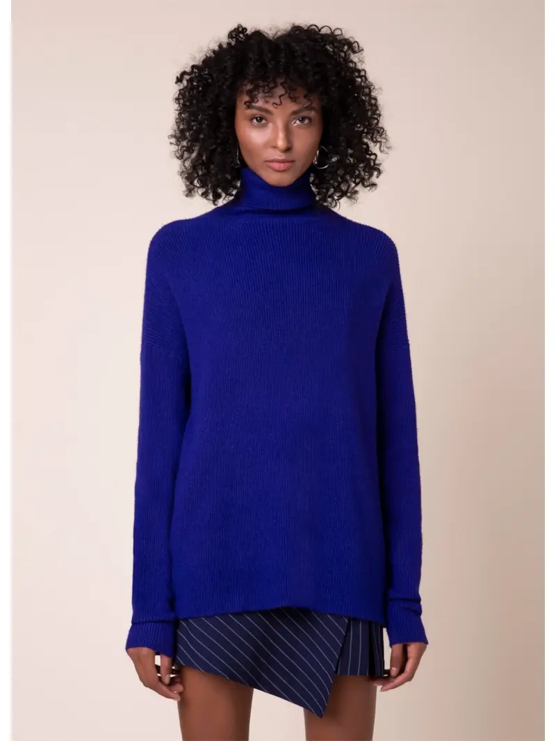 Tricot Gola Alta Canelado Roxo