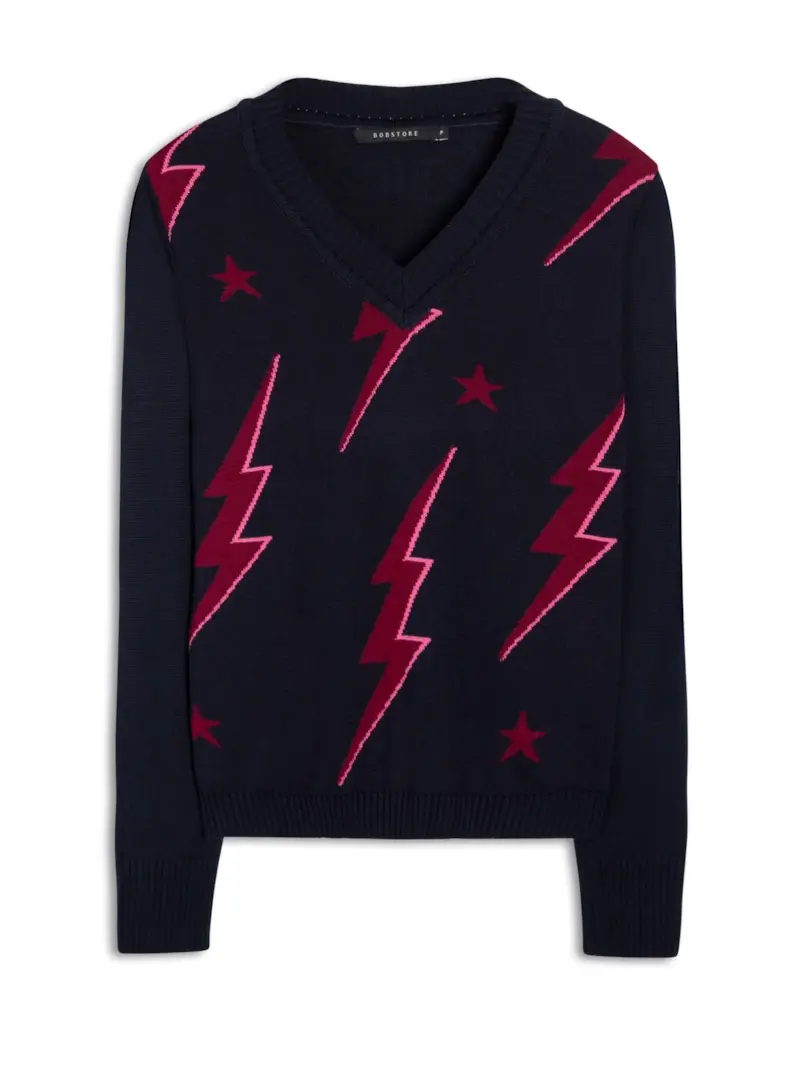 Tricot Jacquard Bolt Marinho
