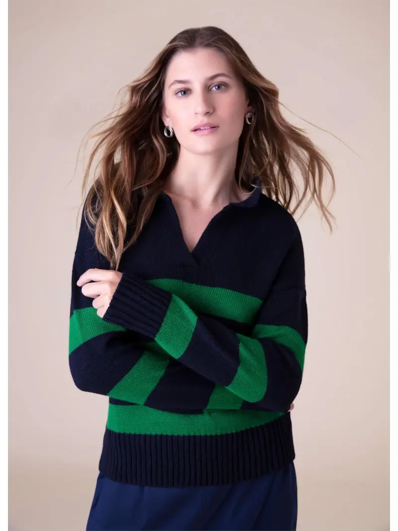 Tricot Polo Listrada Marinho