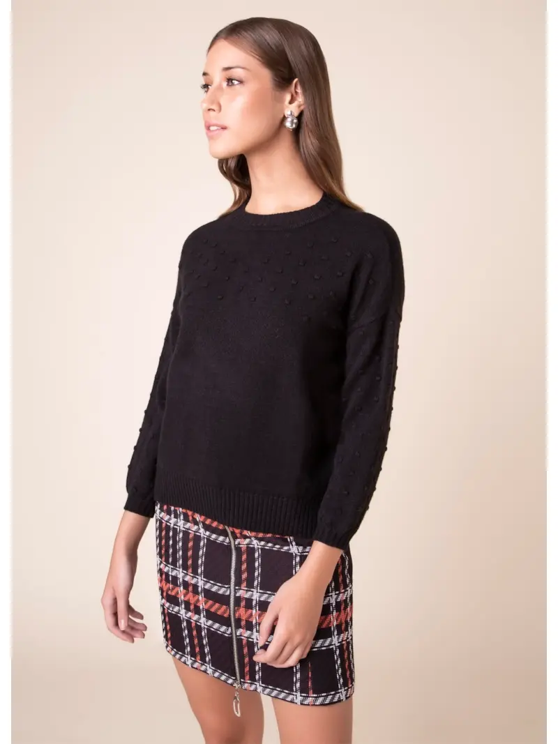 Tricot Ponto Pipoca Preto