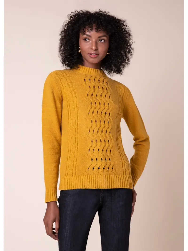 Tricot Ponto Vazado Mostarda