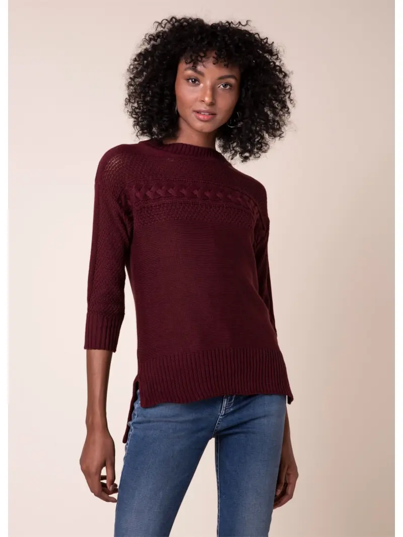 Tricot Trança Bordeaux