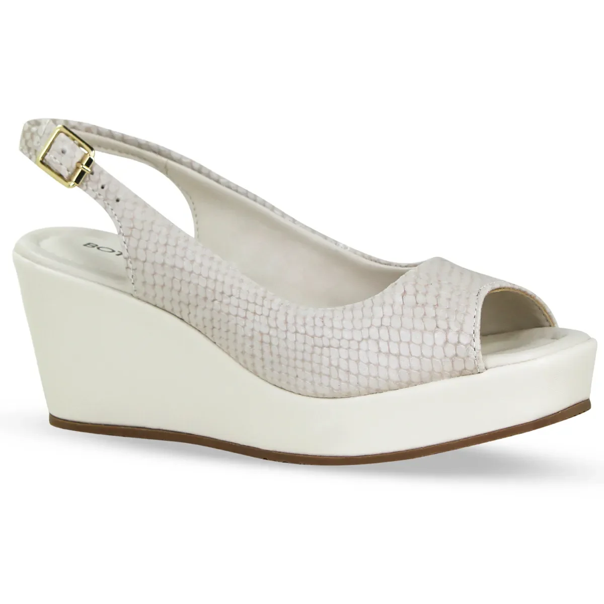 Sandália Anabela Couro Mamba Off White — imagem 1