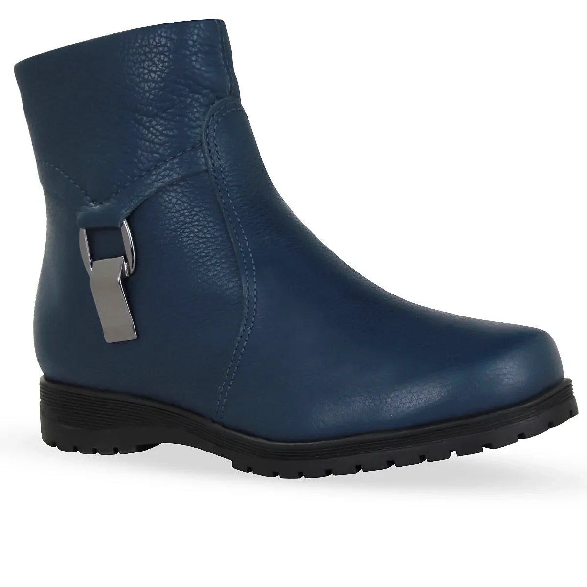 Bota Cano Baixo Couro Burnish Marinho — imagem 1