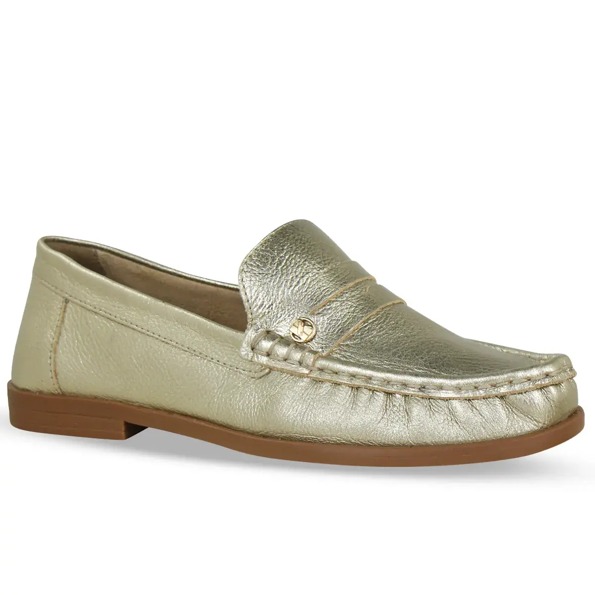 Sapato Couro Metalizado Roma Dourado