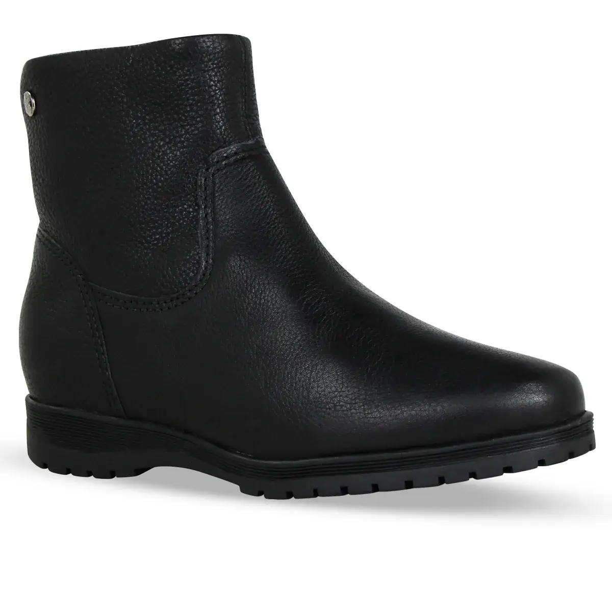 Bota Cano Baixo Couro Burnish Preto