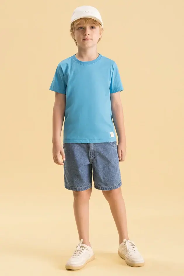 Camiseta Infantil de Algodão com Estampa nas Costas