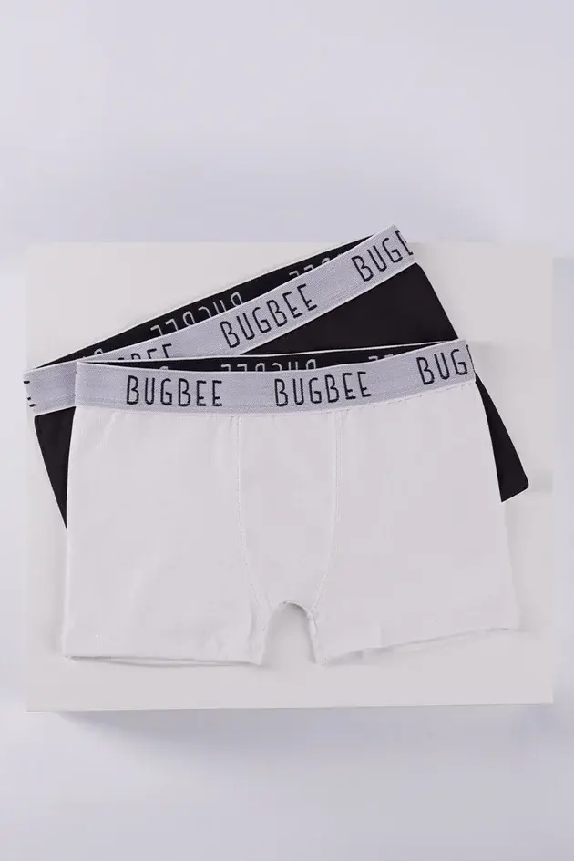 Kit 2 Cuecas Boxer Infantil em Algodão – Preta e Branca