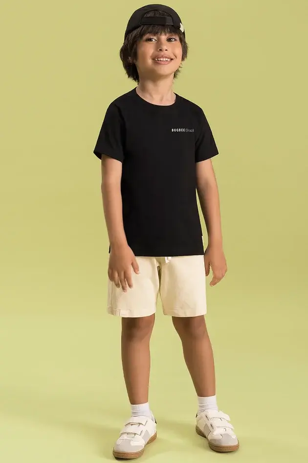Conjunto Infantil Camiseta de Algodão e Bermuda de Malhão Confortável