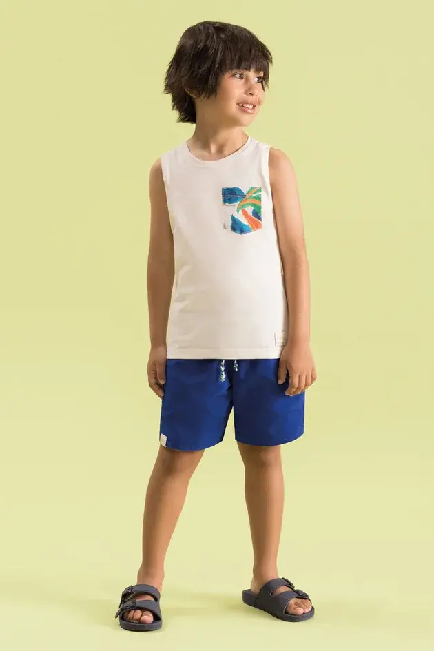 Conjunto Infantil Regata em Algodão e Bermuda Reversível em Tactel – Leve, Confortável e Sustentável