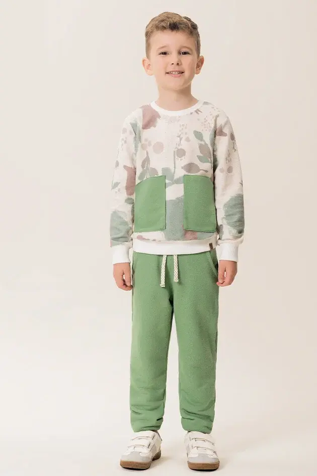 Conjunto Infantil Casaco Eco Texturizado e Calça em Moletom