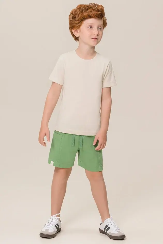 Conjunto Camiseta Meia Malha Bermuda Sarja