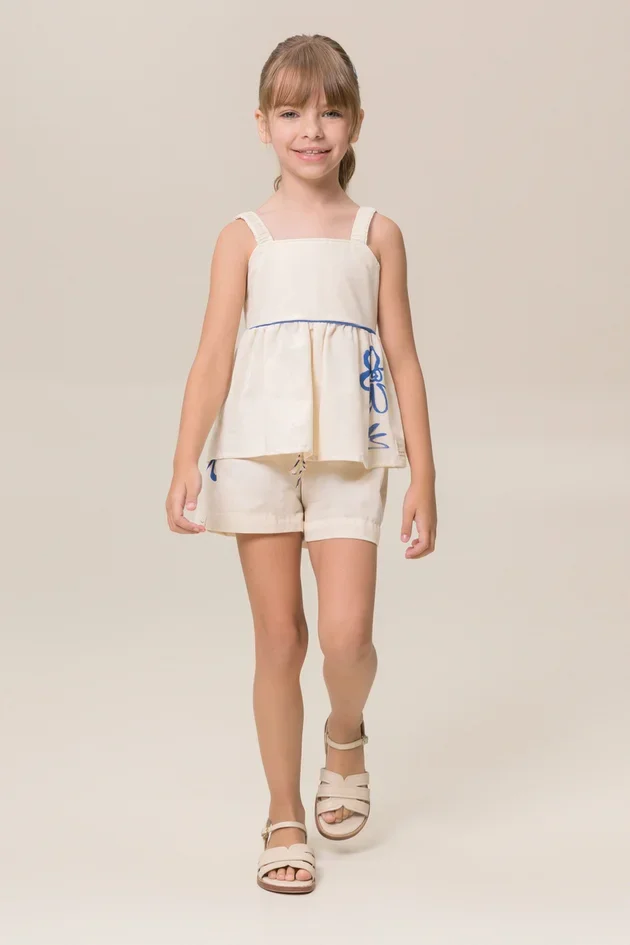 Conjunto Blusa e Shorts Tecido Natural — imagem 1