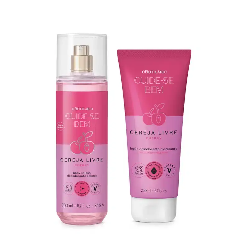 Combo Cereja Livre: Body Splash 200ml + Loção Corporal 200ml