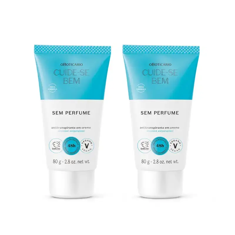 Combo Antitranspirante Em Creme Sem Perfume Cuide-se bem 80g (2 itens)