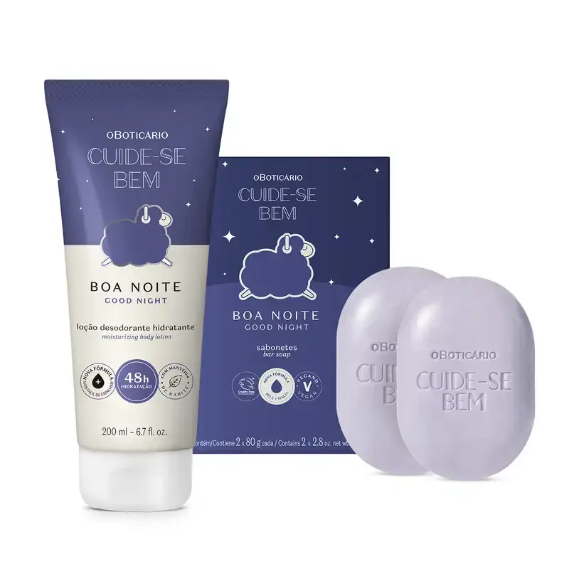 Combo Cuide-se bem Boa Noite: Loção Corporal 200ml + Sabonetes Em Barra 2x80g