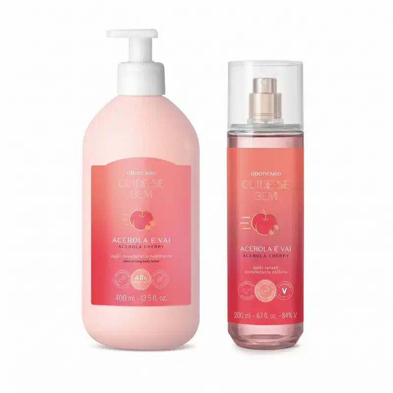 Combo Cuide-se bem Acerola e Vai: Body Splash Desodorante Colônia 200ml + Loção Desodorante Hidratante Corporal 400ml