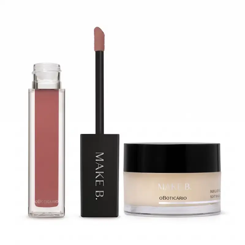 Combo Make B.: Batom Líquido Mate Rosa Deep Rose 5ml + Balm Labial Noturno Lip Chronology Night Mask 9g