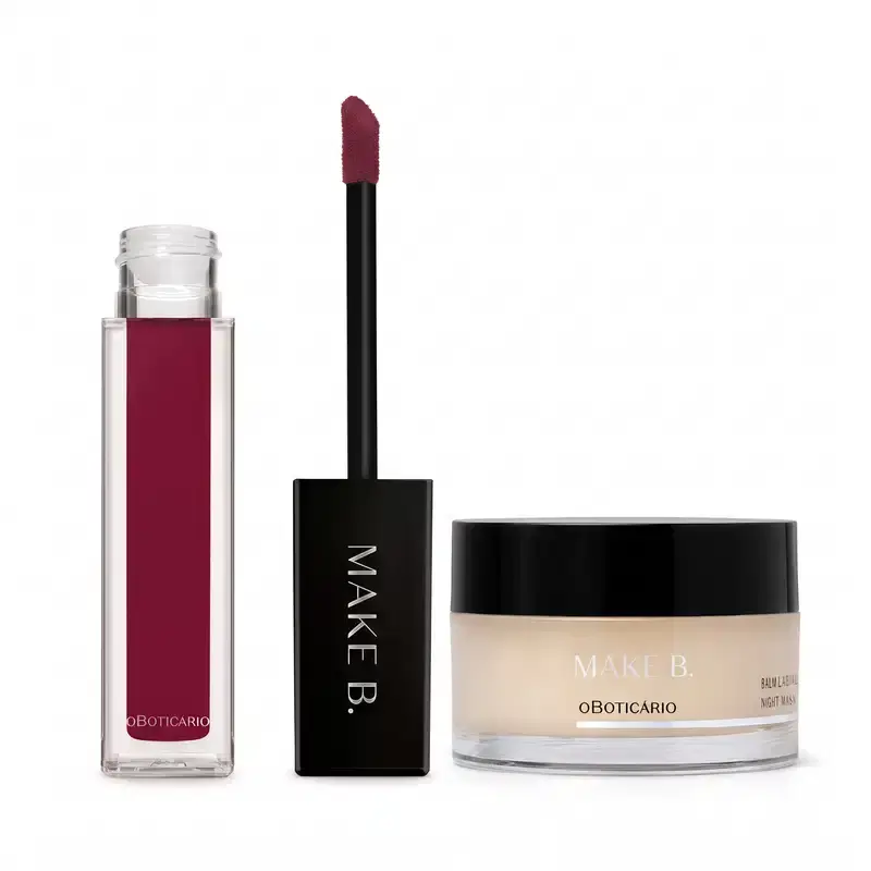 Combo Make B.: Batom Líquido Mate Magenta Gourmand Berry 5ml + Balm Labial Noturno Lip Chronology Night Mask 9g