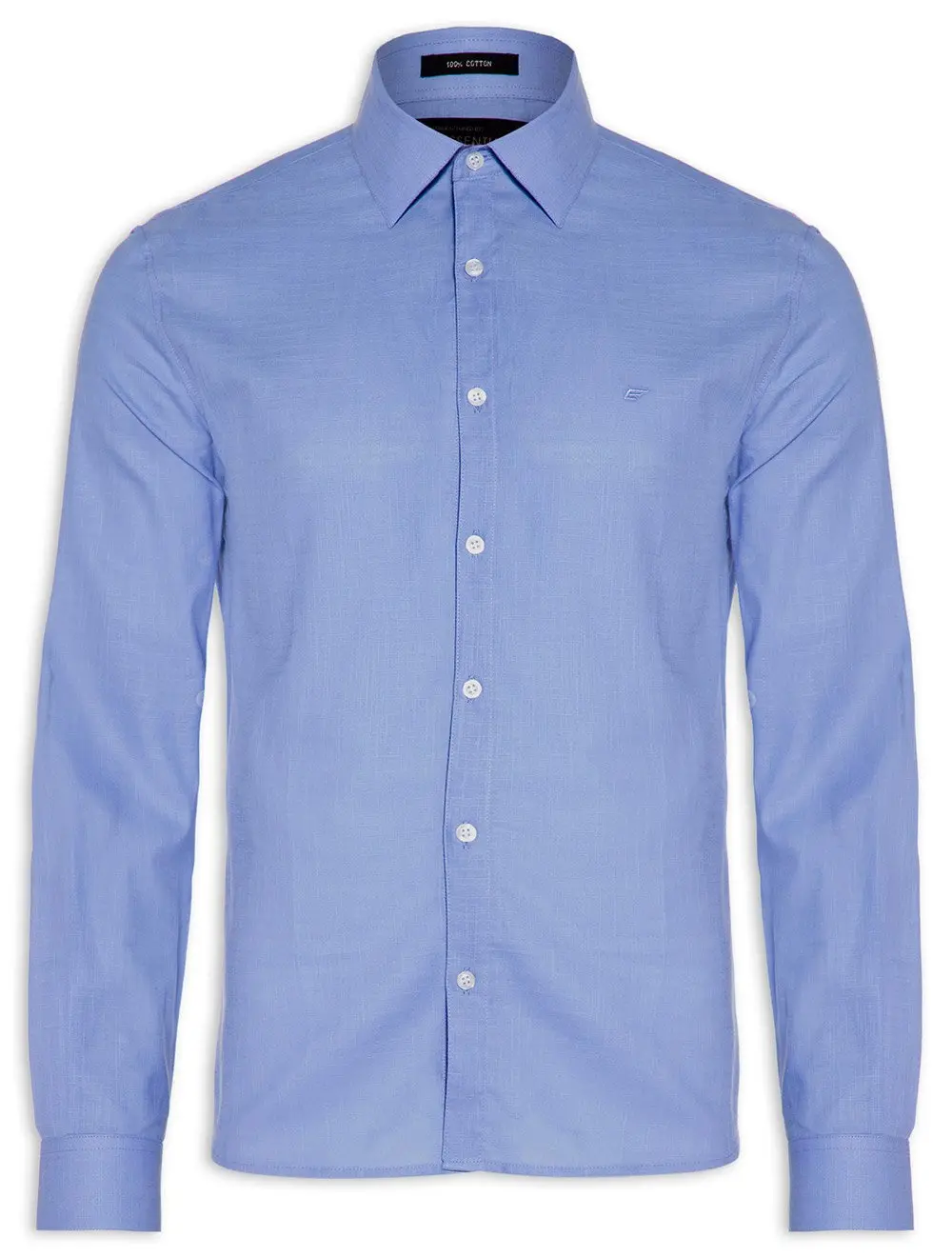 Camisa Ellus Masculina Regular Linen Like Classic Italian Azul