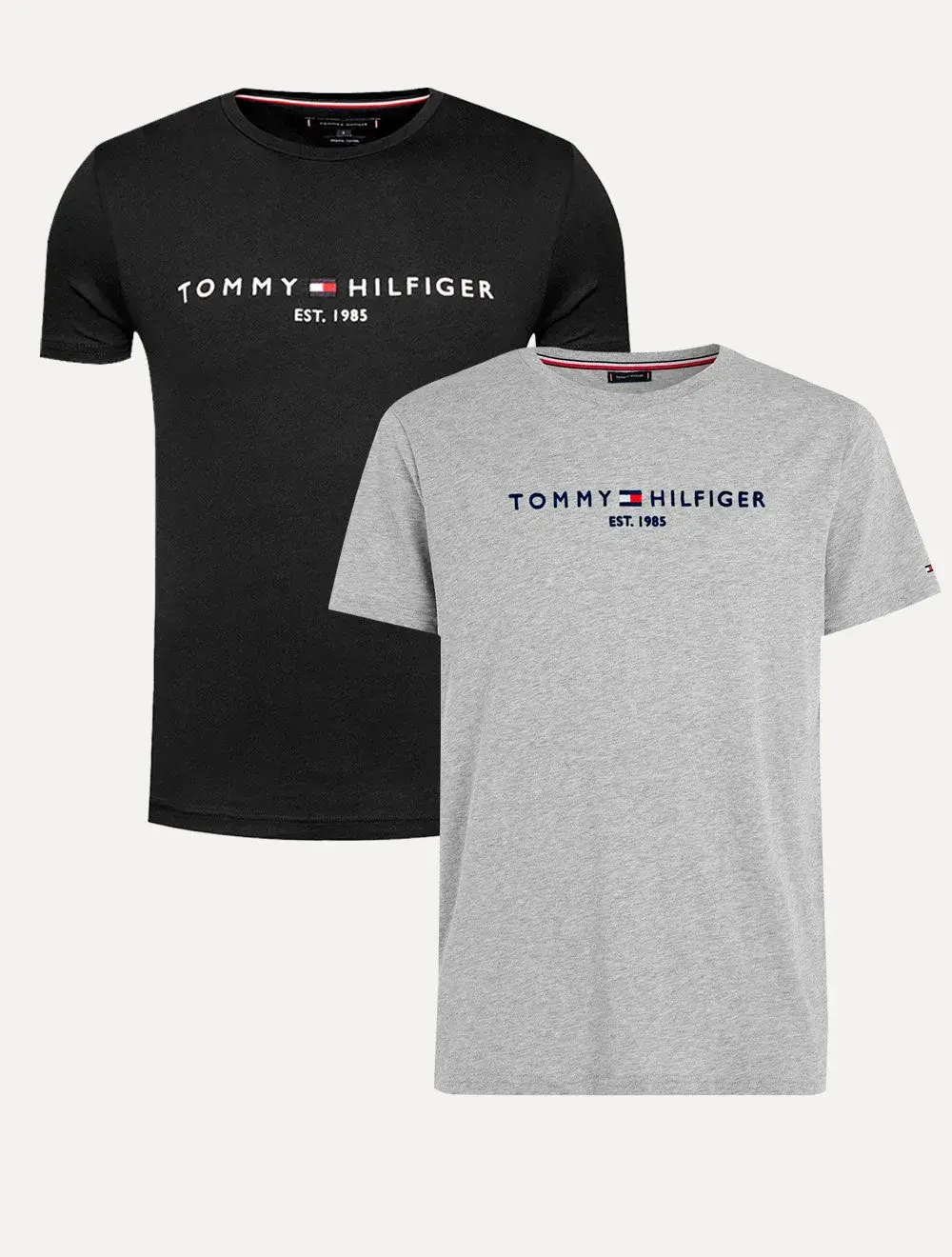 Kit Camisetas Tommy Hilfiger | Masculina Core Logo Tee Cinza / Preta