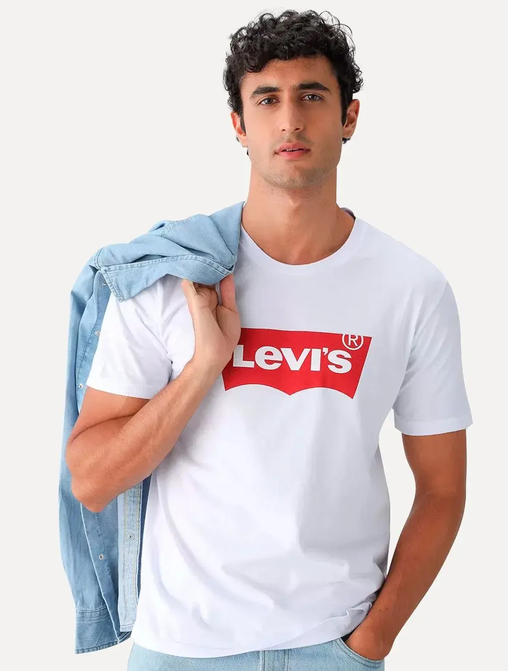 Camiseta Levis Masculina Logo Batwing Branca