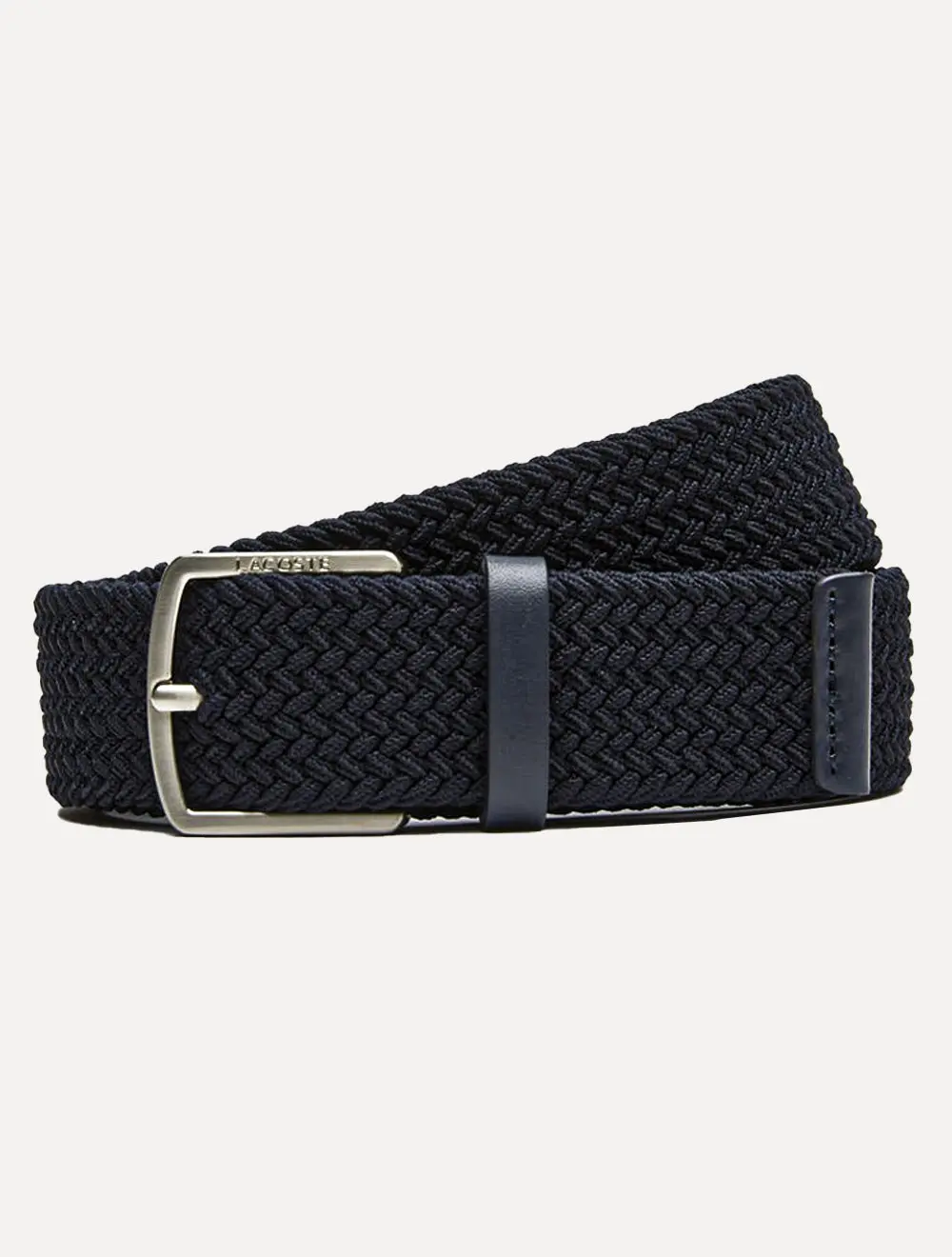 Cinto Lacoste Masculino Engraved Buckle Stretch Knitted Belt Azul Marinho