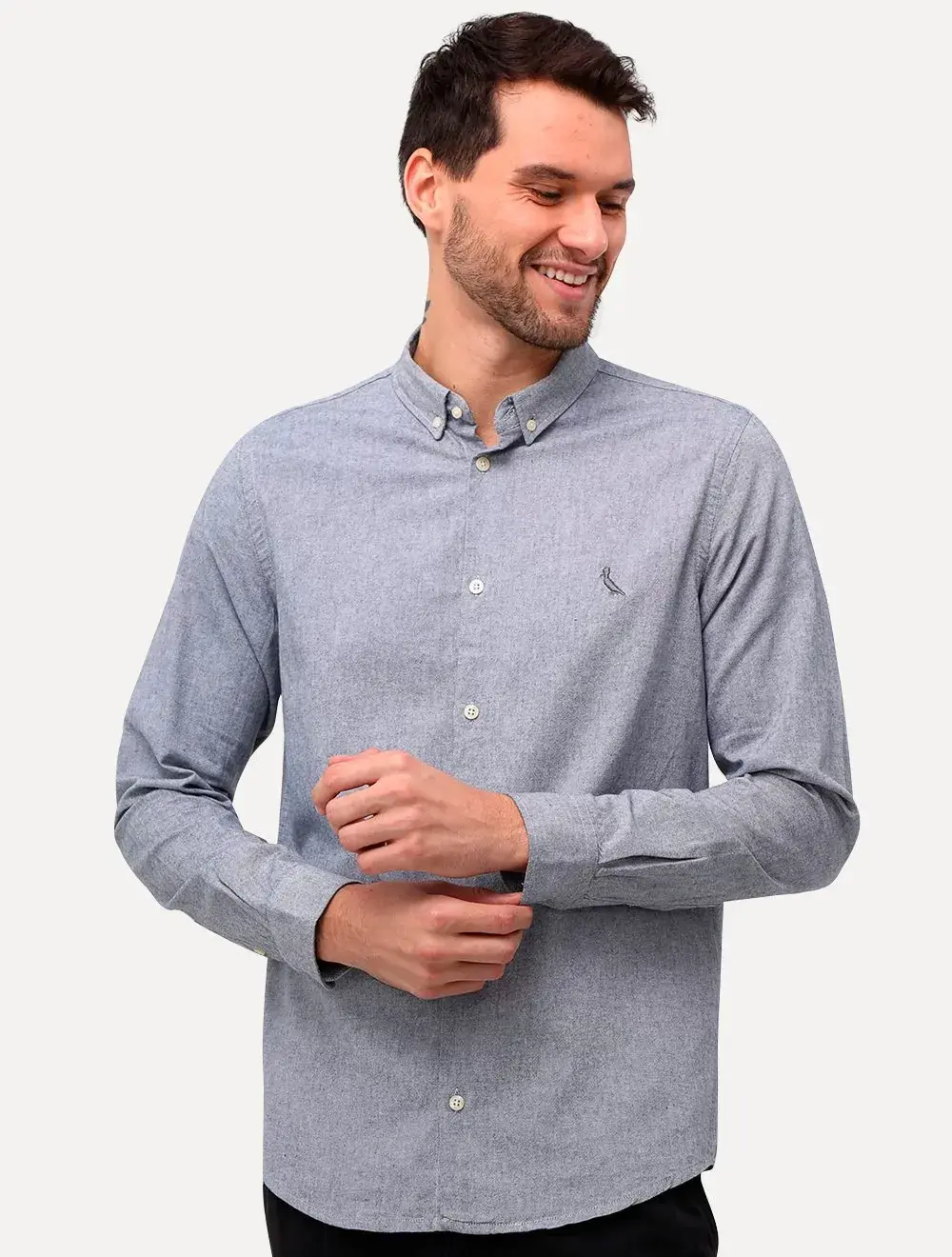 Camisa Reserva Masculina Oxford Color Grey Icon Azul Marinho Mescla