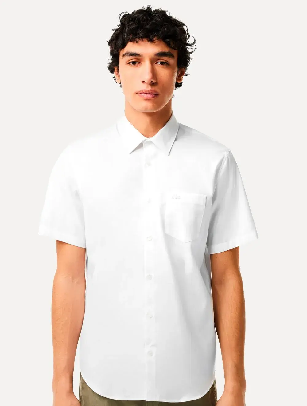 Camisa Lacoste Masculina Manga Curta Regular Solid Pocket Branca