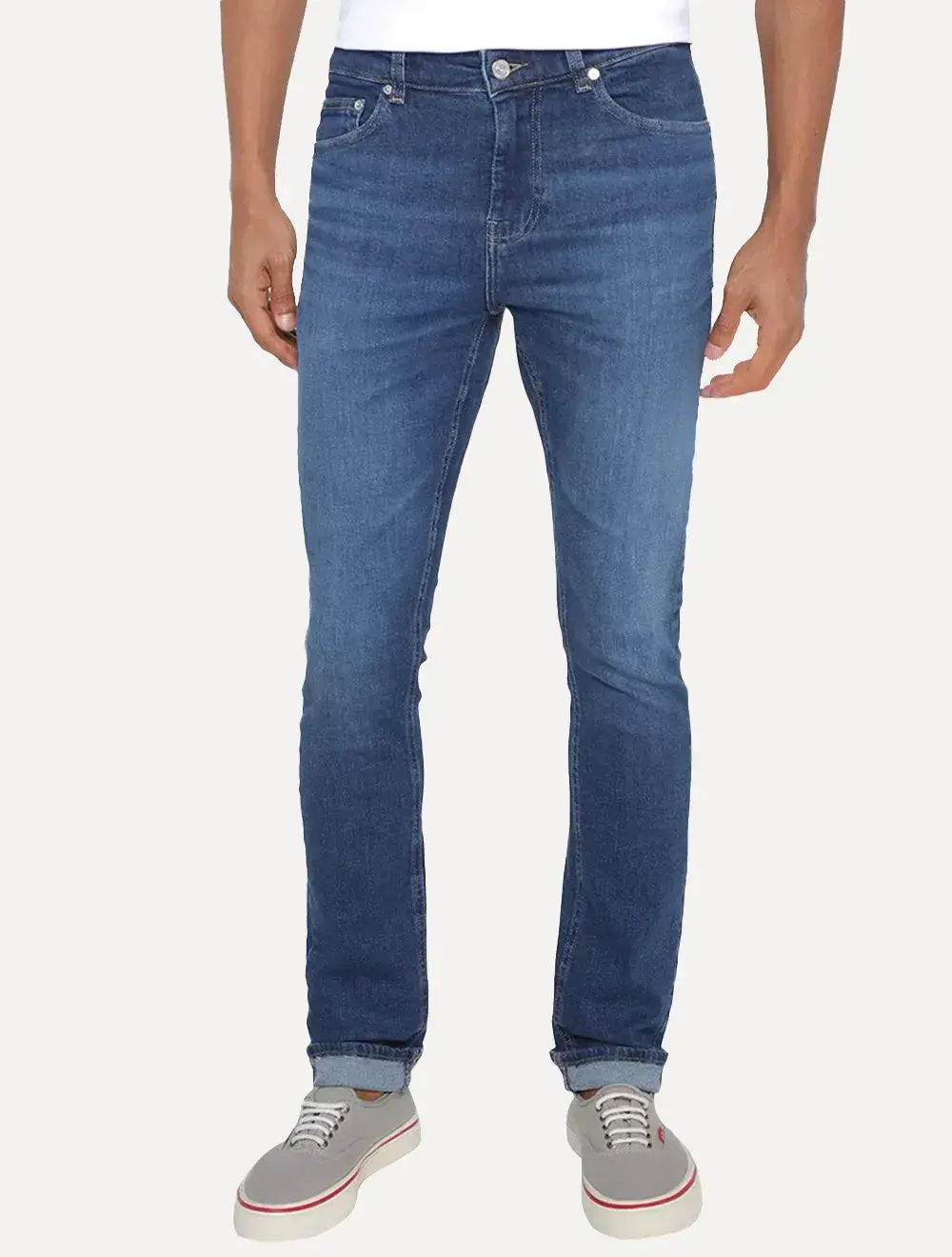 Calça Lacoste Jeans Masculina Slim Fit Cotton Denim Stretch Azul Médio