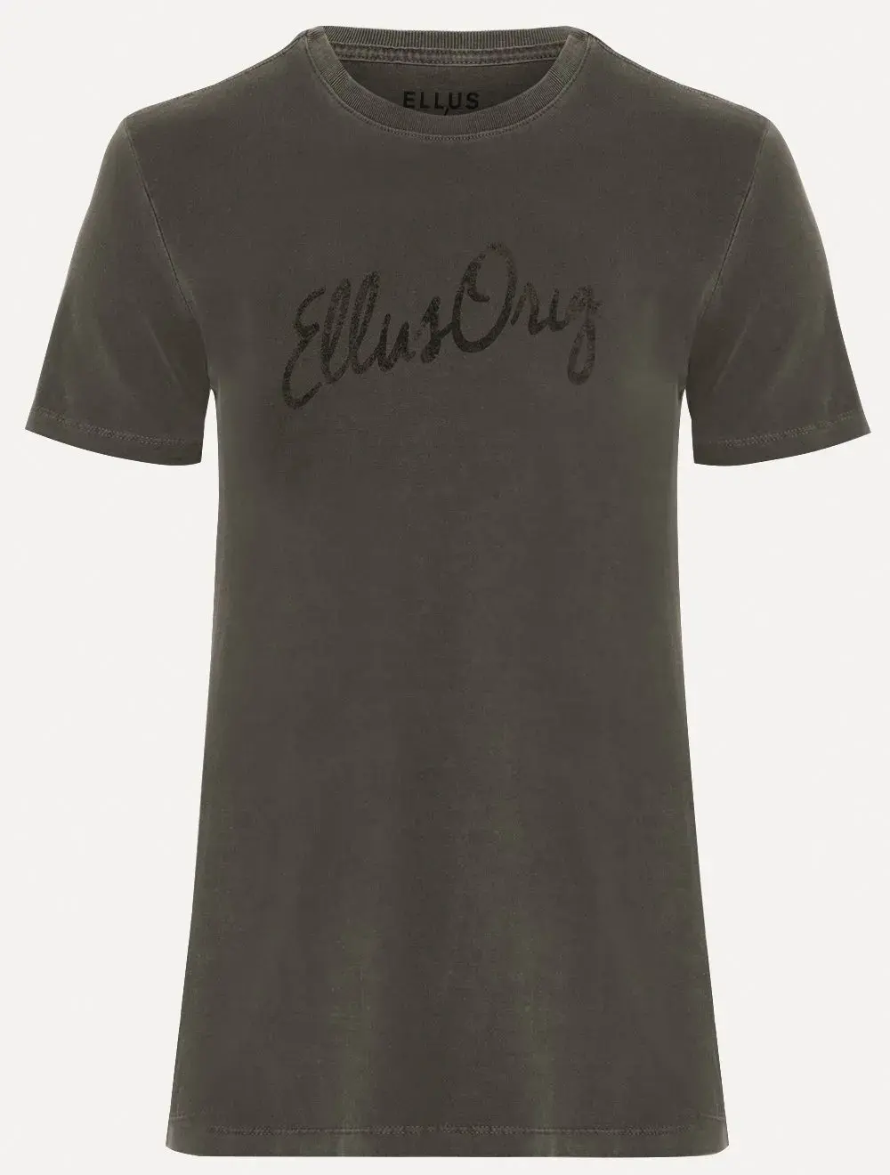 Camiseta Ellus Masculina Cotton Washed Origin. Script Grafite