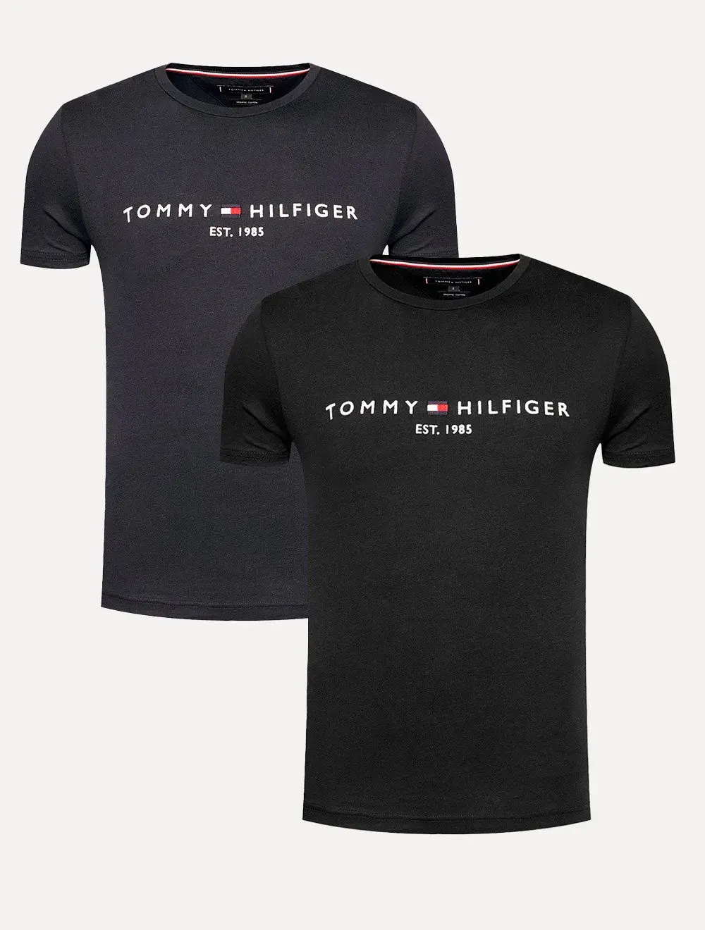 Kit Camisetas Tommy Hilfiger | Masculina Core Logo Tee Azul Marinho / Preta