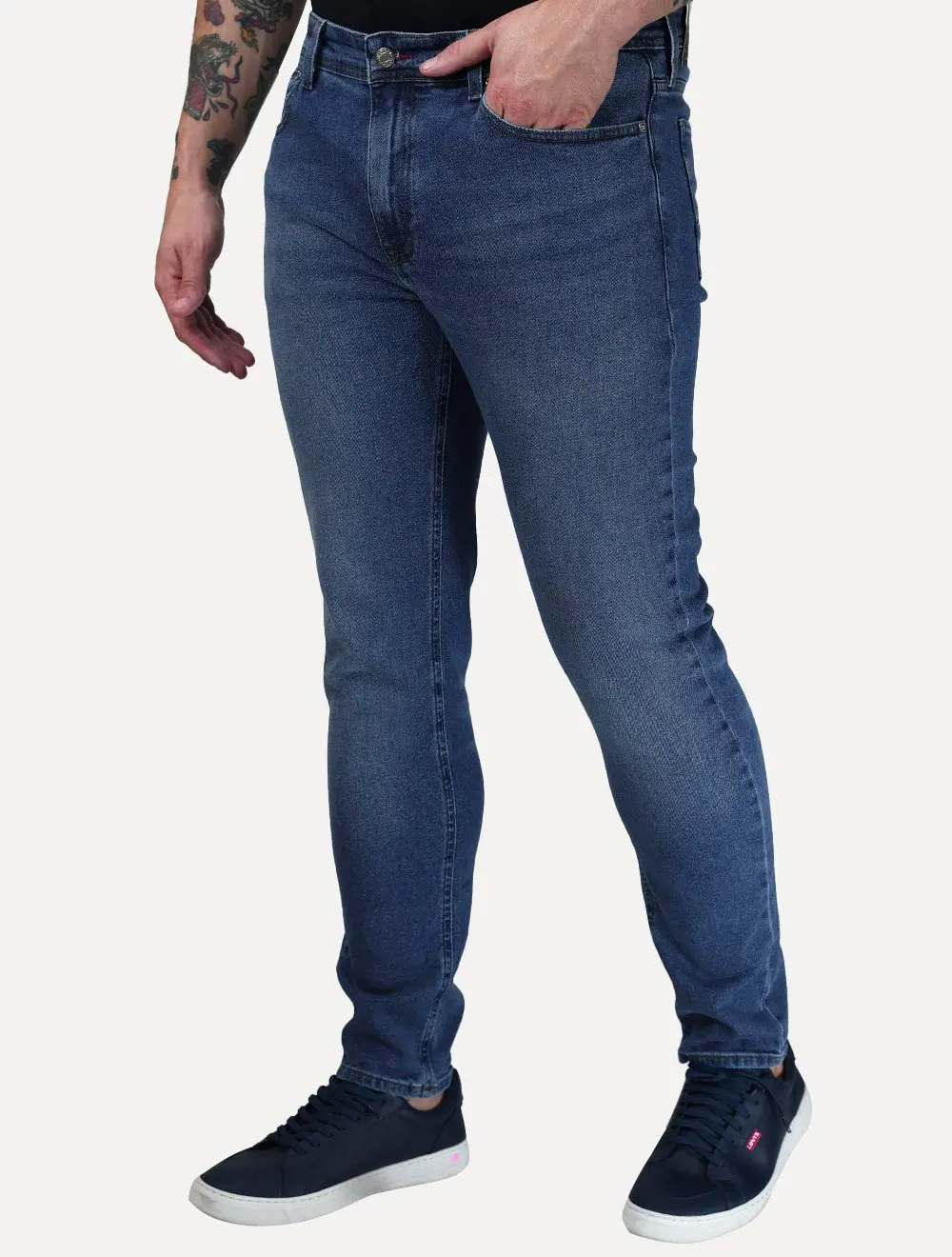 Calça Tommy Hilfiger Jeans Masculina Slim Bleecker Azul Médio