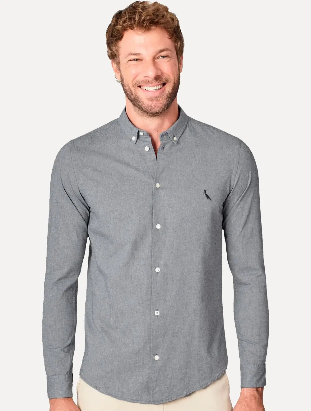 Camisa Reserva Masculina Oxford Color Azul Marinho Mescla