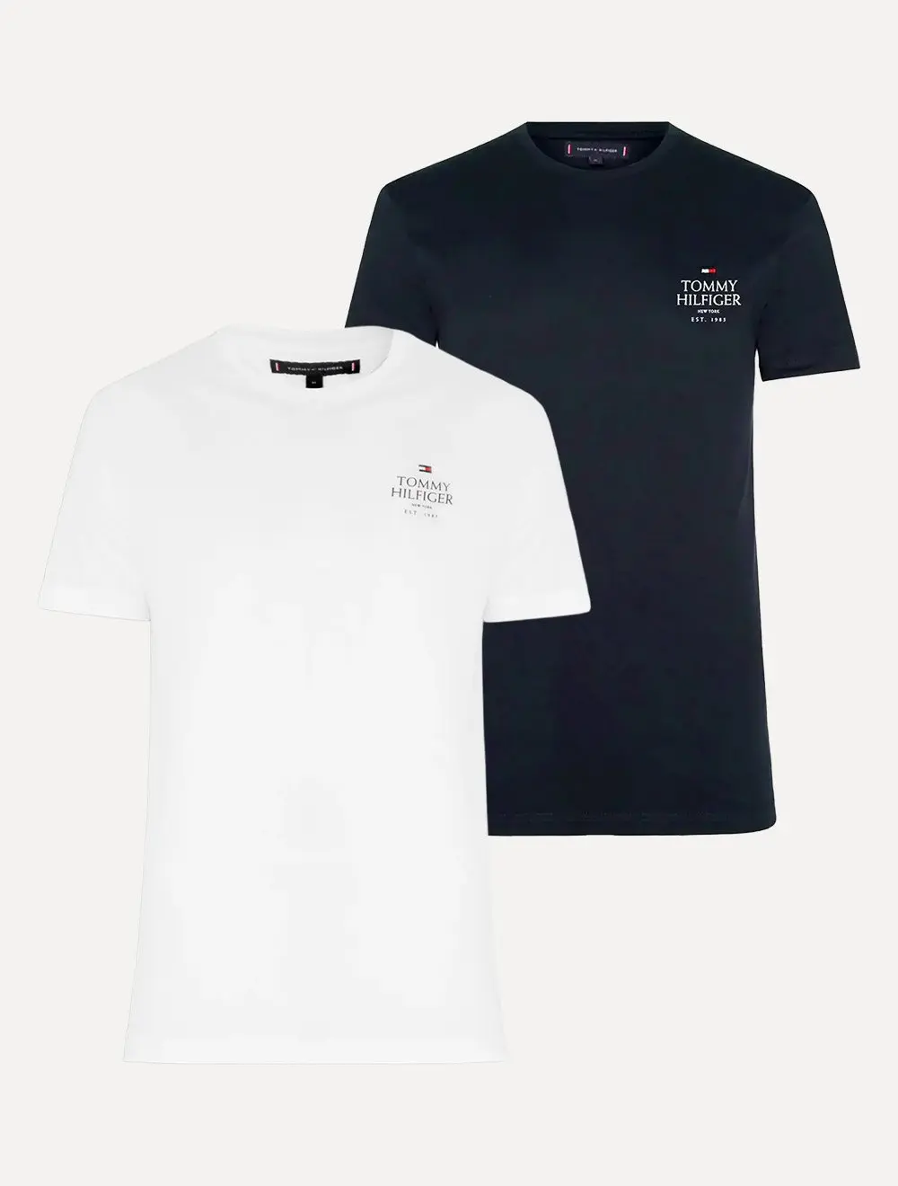 Kit Camisetas Tommy Hilfiger | Masculina Stack Brand Love Branca / Azul Marinho