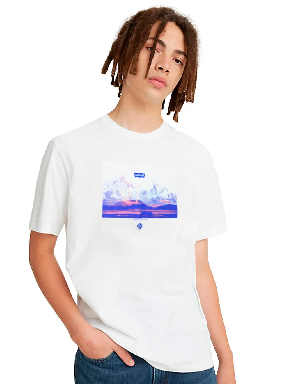 Camiseta Levis Masculina Regular Landscape Coordinates Branca — imagem 1