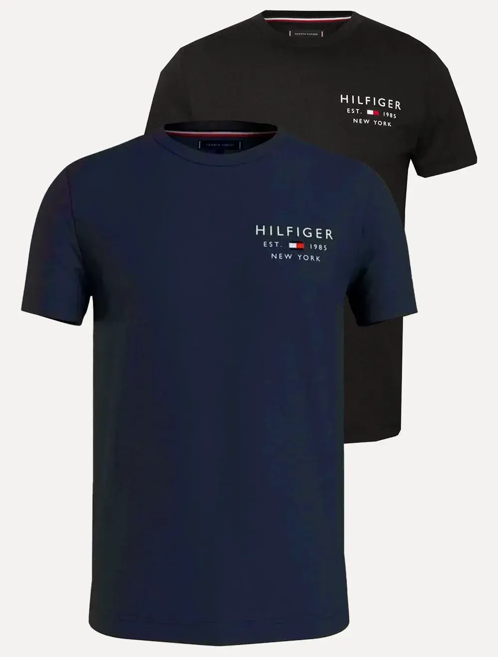 Kit Camisetas Tommy Hilfiger | Masculina Brand Love Small Logo Preta / Azul Marinho