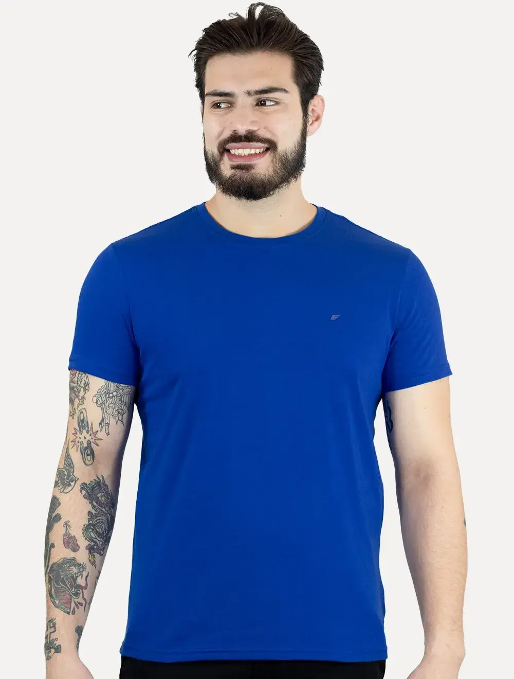 Camiseta Ellus Masculina Cotton Slim Easa Mono Azul Royal