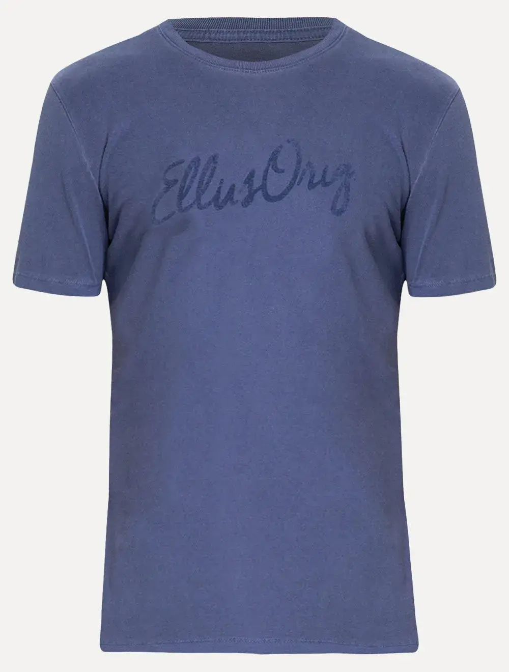 Camiseta Ellus Masculina Cotton Washed Origin. Script Azul Escuro