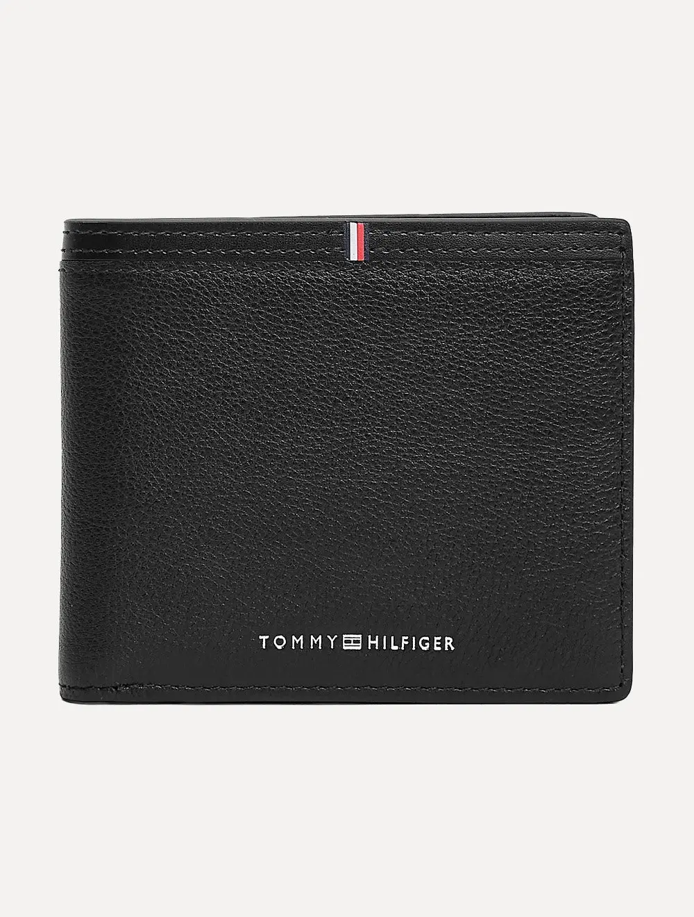 Carteira Tommy Hilfiger Masculina Couro Central Mini Flag Preta
