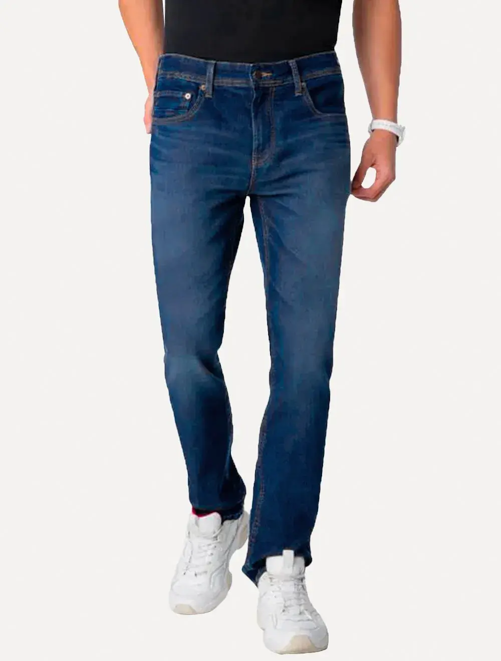 Calça Tommy Hilfiger Jeans Masculina Straight Denton Dark Stone Azul
