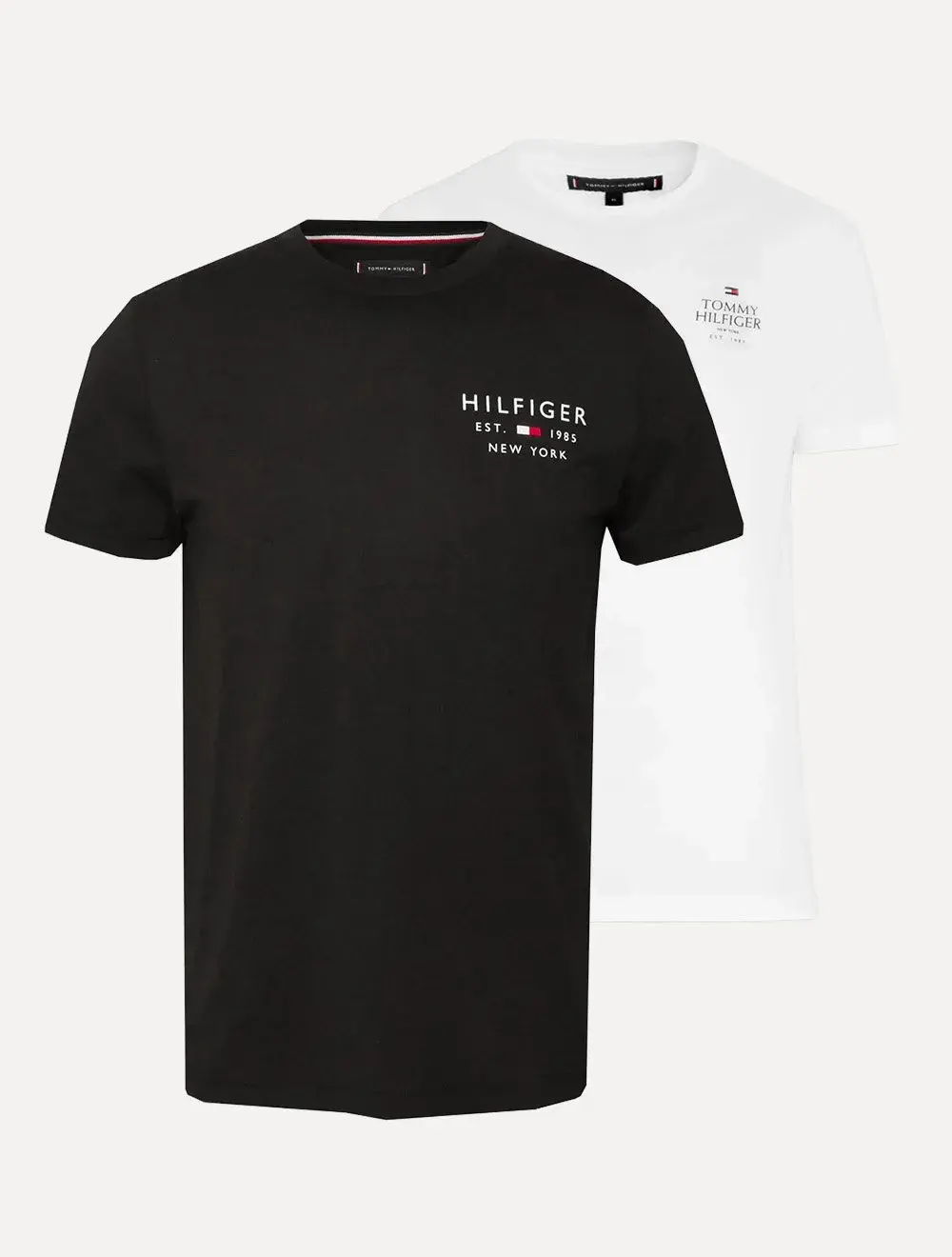 Kit Camisetas Tommy Hilfiger | Masculina Stack / Small Logo Branca / Preta