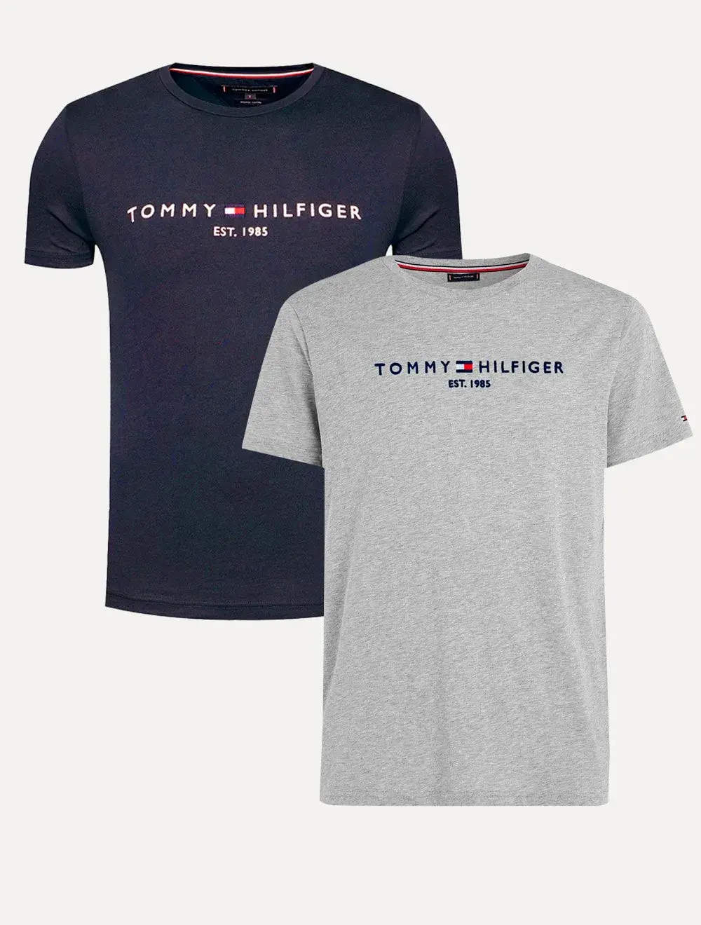 Kit Camisetas Tommy Hilfiger | Masculina Core Logo Tee Azul Marinho / Cinza