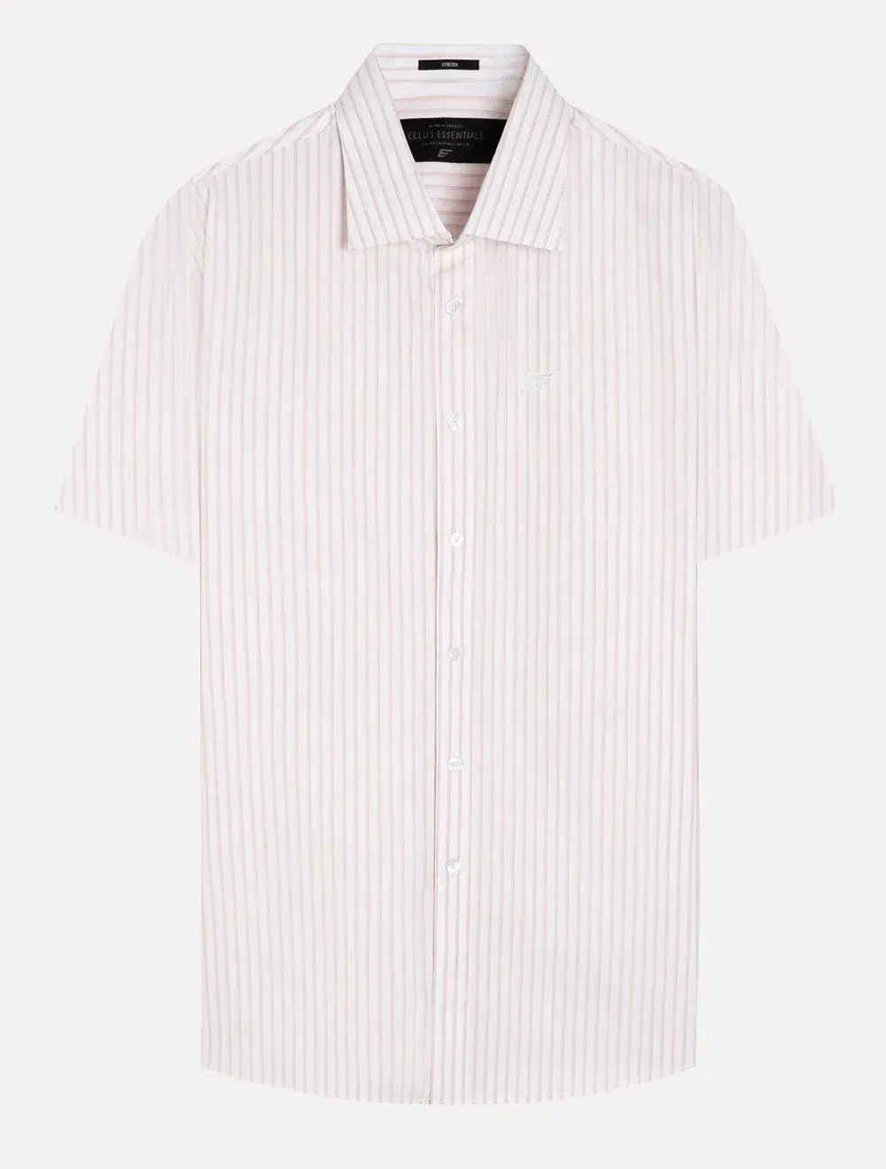 Camisa Ellus Masculina Manga Curta Tricoline Glennwood Stripe Branca