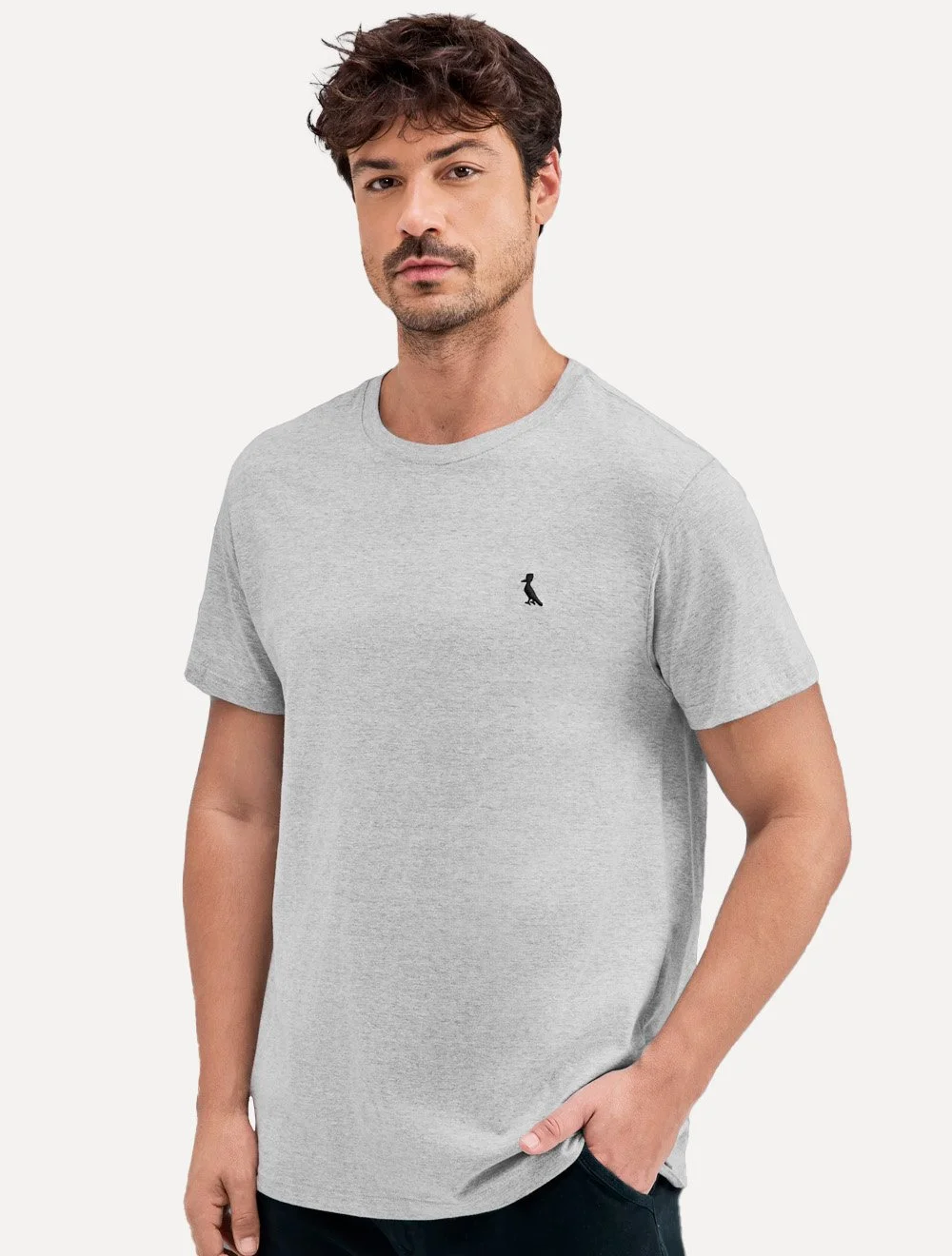 Camiseta Reserva Masculina Regular Paris Cinza Mescla — imagem 1