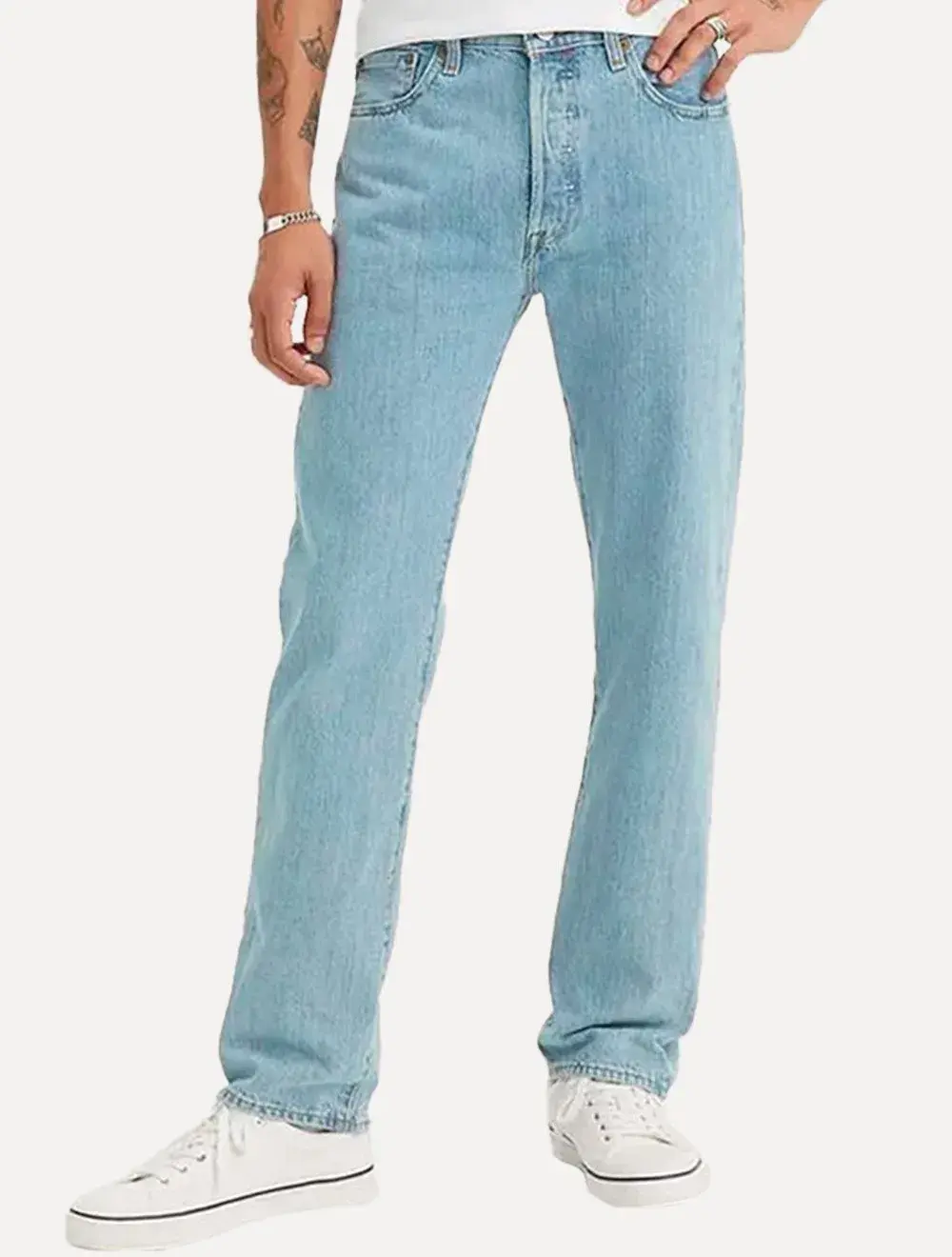 Calça Jeans Levis Masculina 501 Original Stretch Azul Clara