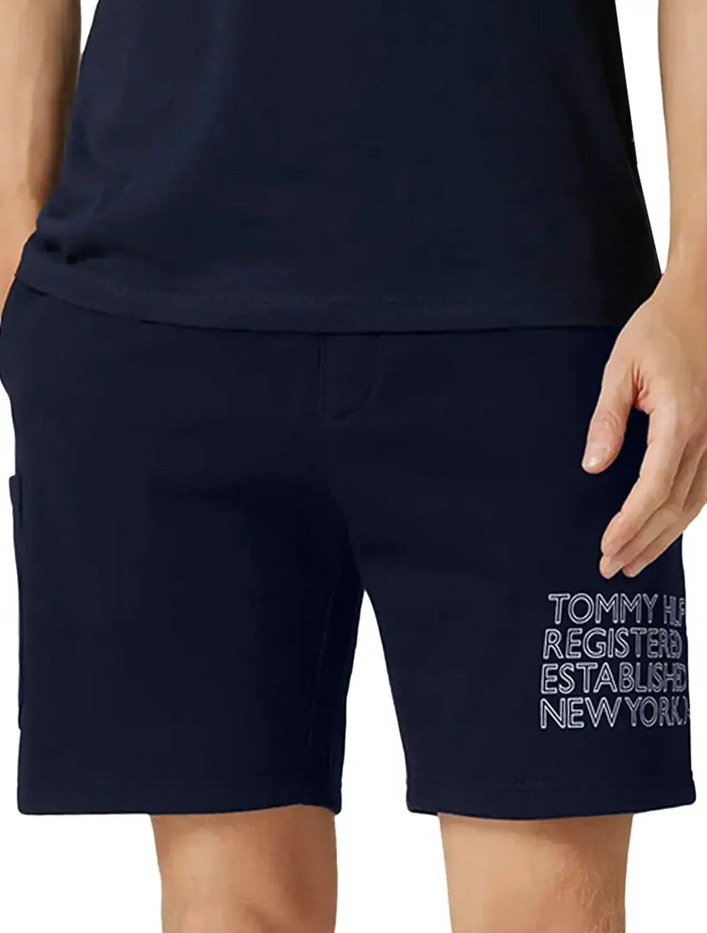 Bermuda Tommy Hilfiger Masculina Moletom Graphic Cargo Azul Marinho