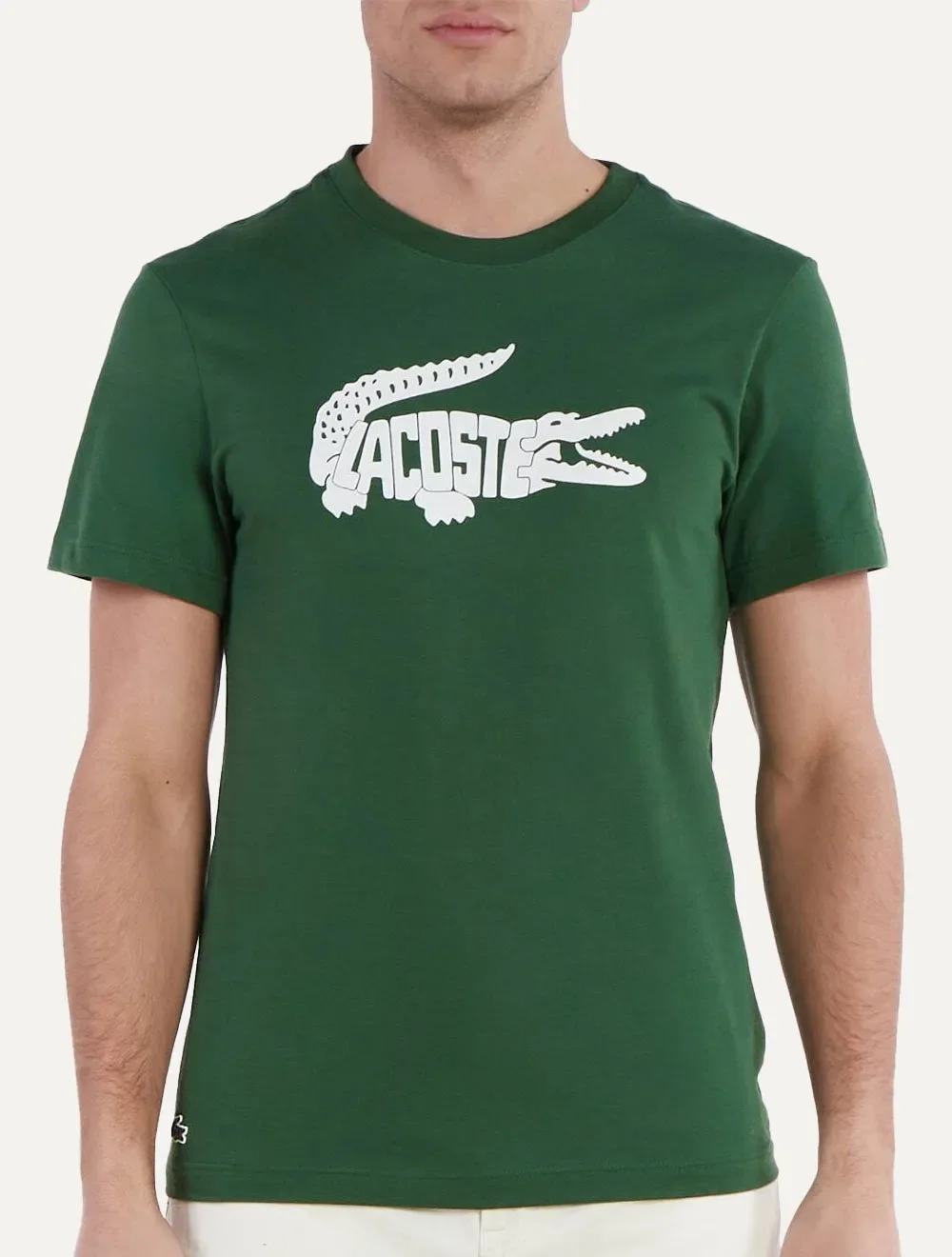 Camiseta Lacoste Masculina Regular Sport Dry Print Logo Verde Escuro — imagem 1